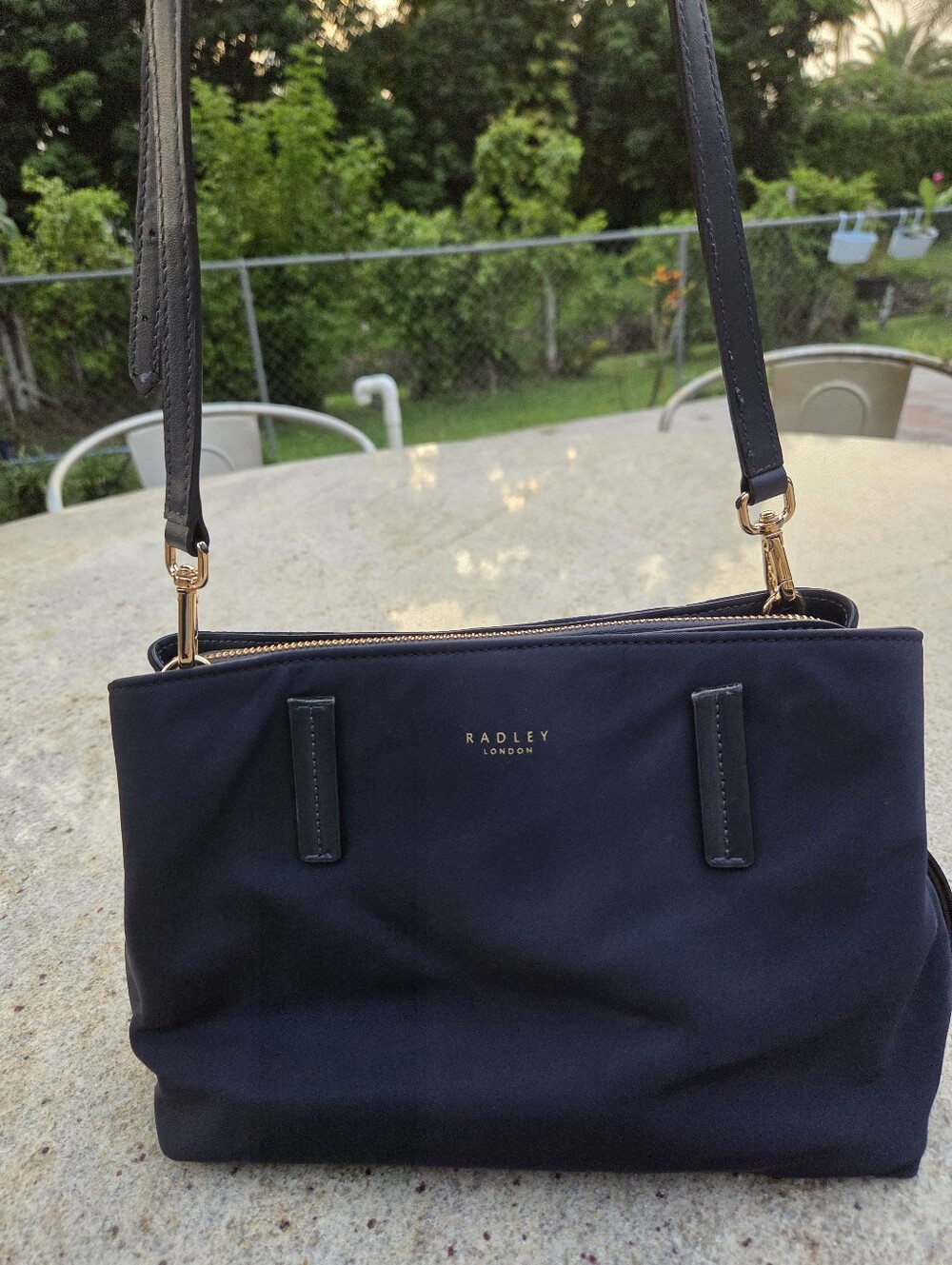Radley London Navy Blue Nylon Crossbody Bag Gold Hardware